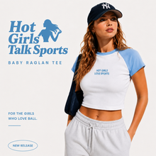 Load image into Gallery viewer, Hot Girls Talk Sports (Raglan Baby Tee)
