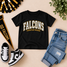 Load image into Gallery viewer, Fountain Woods black youth tee
