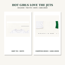 Load image into Gallery viewer, Hot Girls Love The Jets Exclusive baby tee and Champion unisex tee
