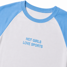 Load image into Gallery viewer, Hot Girls Talk Sports (Raglan Baby Tee)
